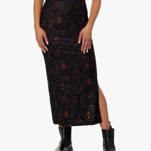 Free People Rosalie Velvet Midi Skirt
